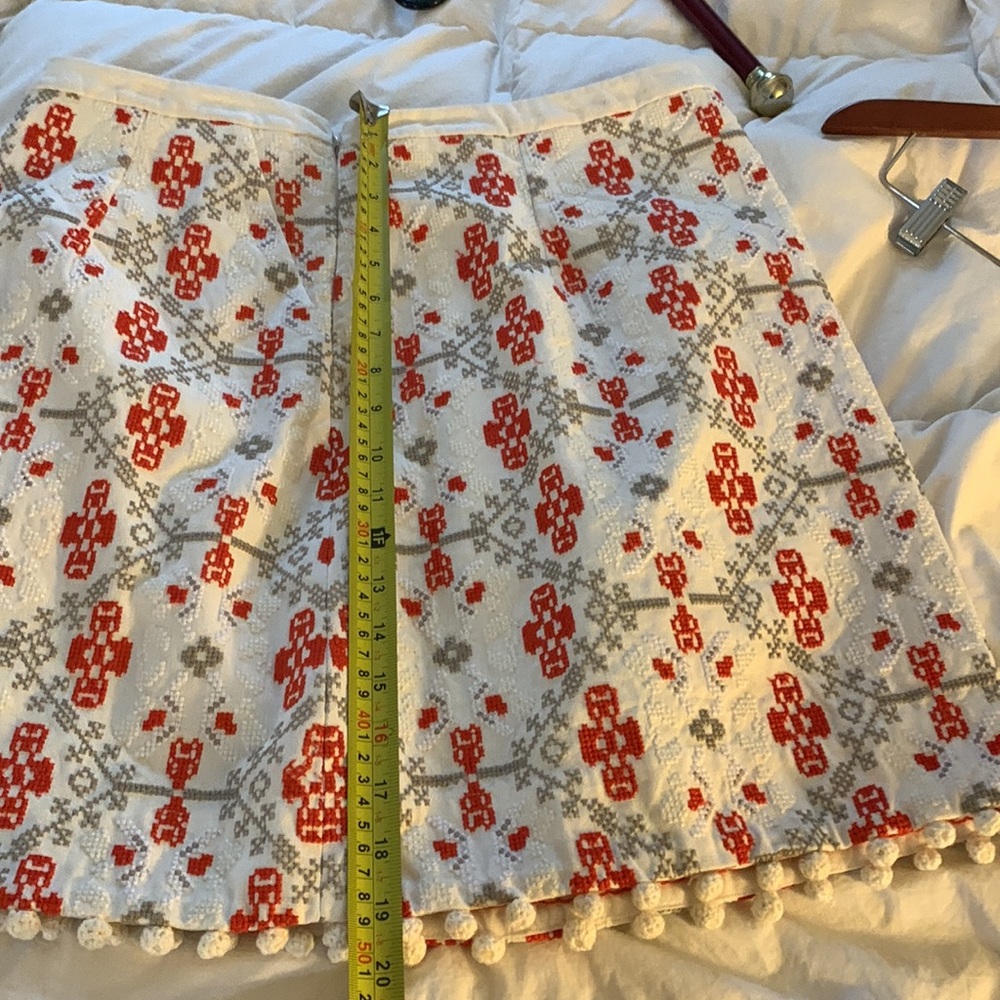 Maeve Cream Mini Skirt with Orange Geometric Embroidery - Picture 5 of 8